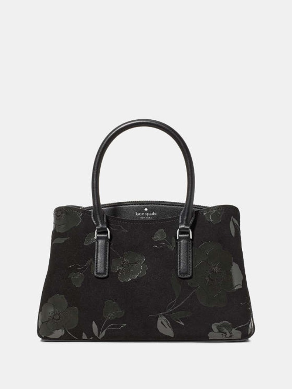 Kate Spade Thompson Street Floral Suede Small Satchel Bag Black